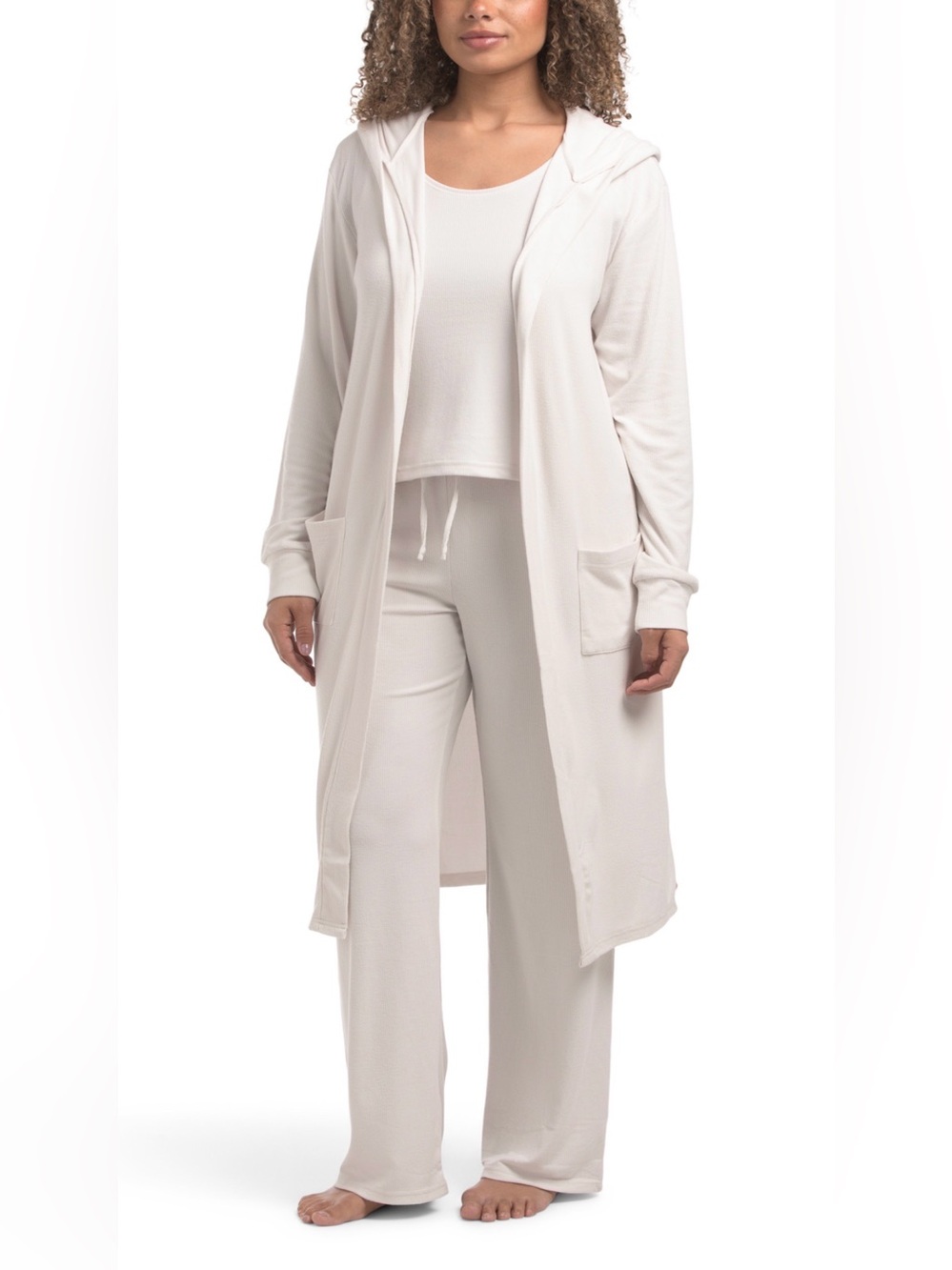 3 piece hooded duster, tank top, and pajama pants